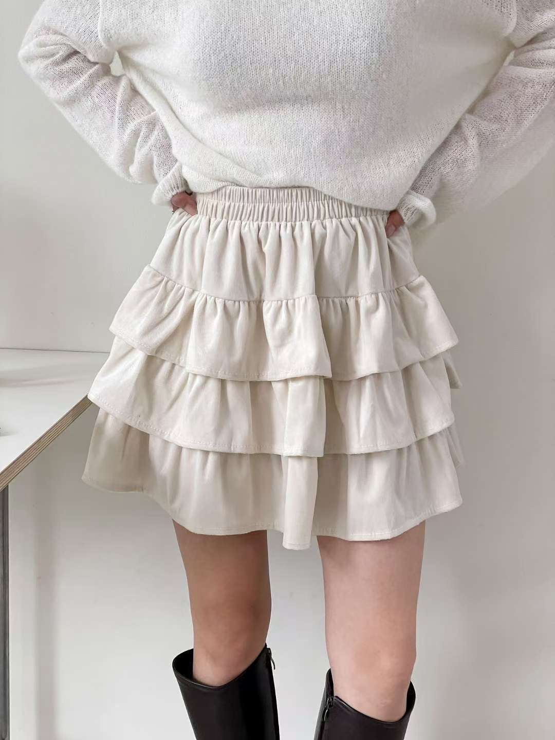 QUEENS MADE東大門㊣直郵女裝新款休閑25秋冬推薦短裙天鵝絨QUEENS MADE短裙圖色1