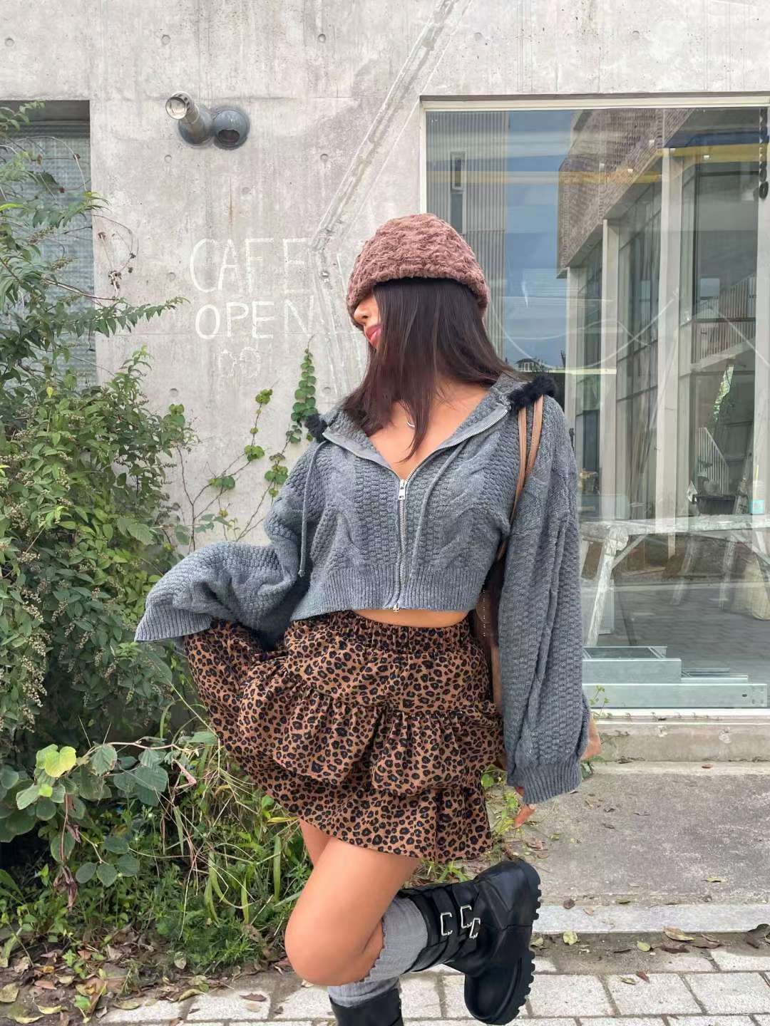 QUEENS MADE東大門㊣代購女裝新品人氣熱賣真品25秋冬短裙豹紋QUEENS MADE短裙