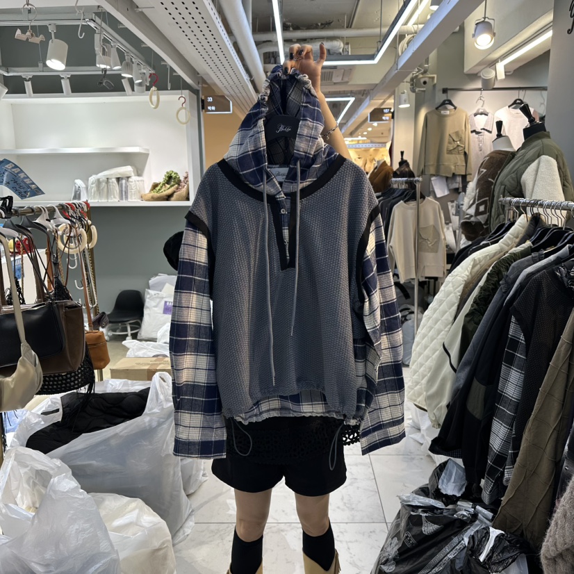 BAKHA-衣服韓國代購㊣女裝新品推薦熱賣真品休閑衛衣假兩件BAKHA衛衣圖色1