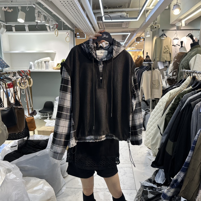 BAKHA-衣服韓國代購㊣女裝新品推薦熱賣真品休閑衛衣假兩件BAKHA衛衣圖色2