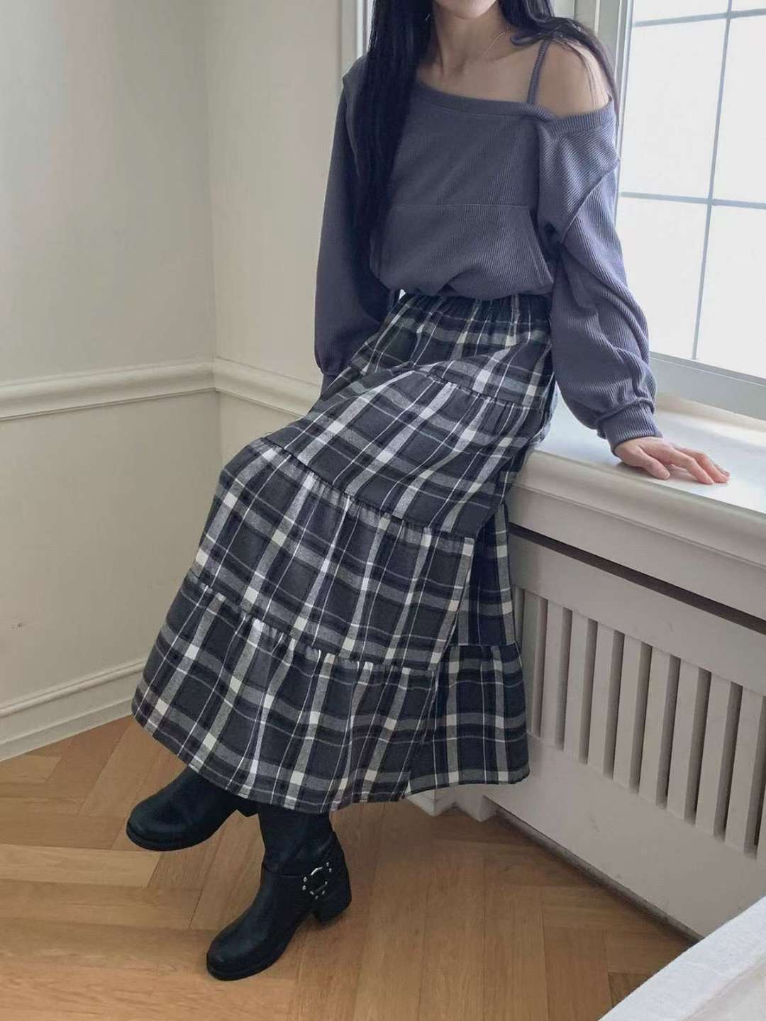 DKS08韓國直郵㊣女裝新品人氣25秋冬真品休閑推薦時尚職業長裙DKS08長裙