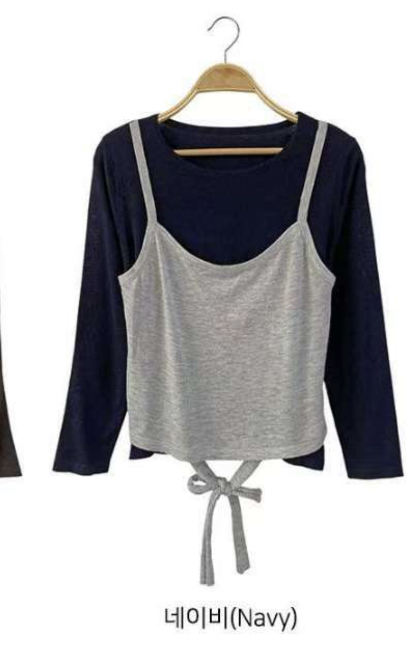 DKS08東大門㊣直郵女士新品時尚真品休閑長袖T恤假兩件腰帶DKS08長袖T恤圖色4