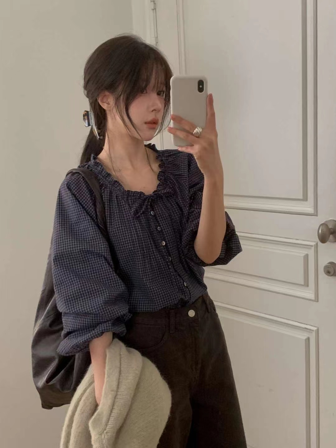 MIELLE-미엘르-OT韓國代購㊣女裝新款25秋冬推薦襯衫蕾絲衫MIELLE-미엘르-OT襯衫/蕾絲衫