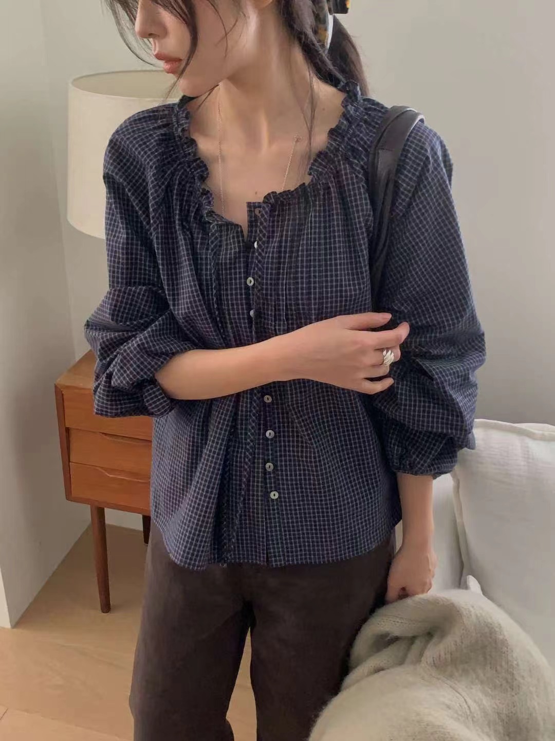 MIELLE-미엘르-OT韓國代購㊣女裝新款25秋冬推薦襯衫蕾絲衫MIELLE-미엘르-OT襯衫/蕾絲衫圖色1