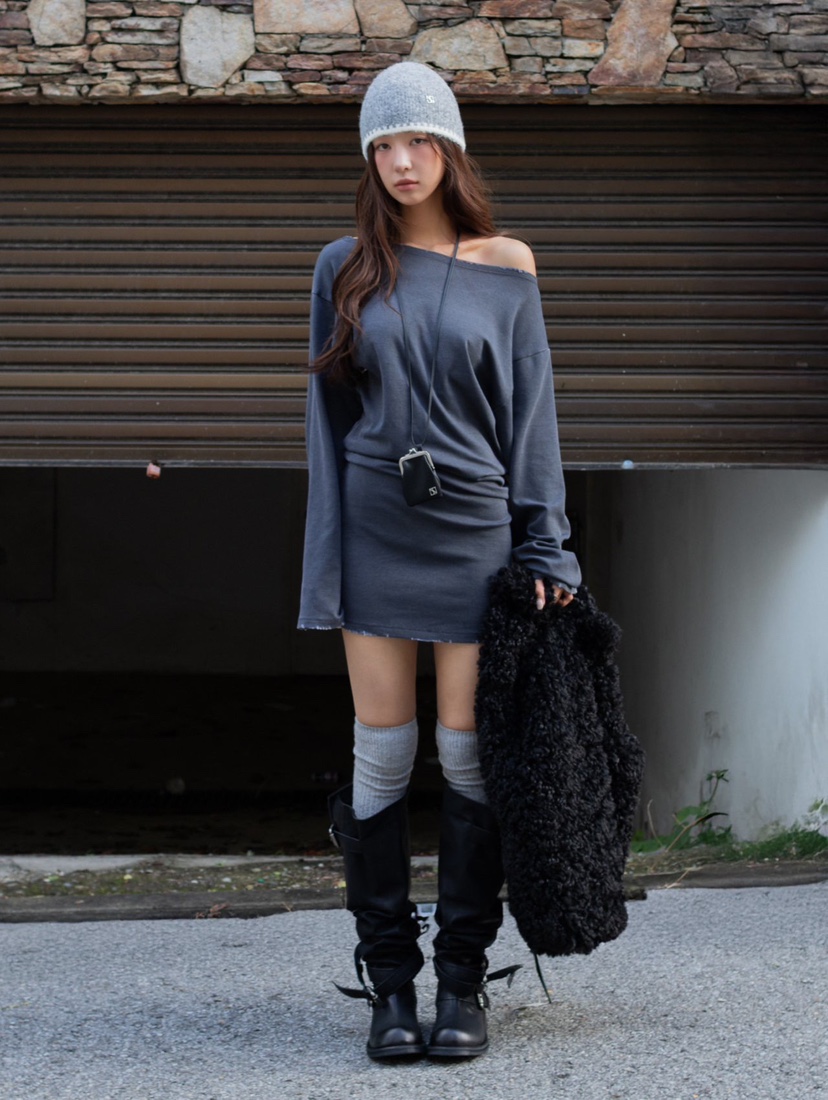 INSSENSE-A東大門㊣代購女士新品人氣推薦熱賣連衣裙復古露肩INSSENSE-A連衣裙