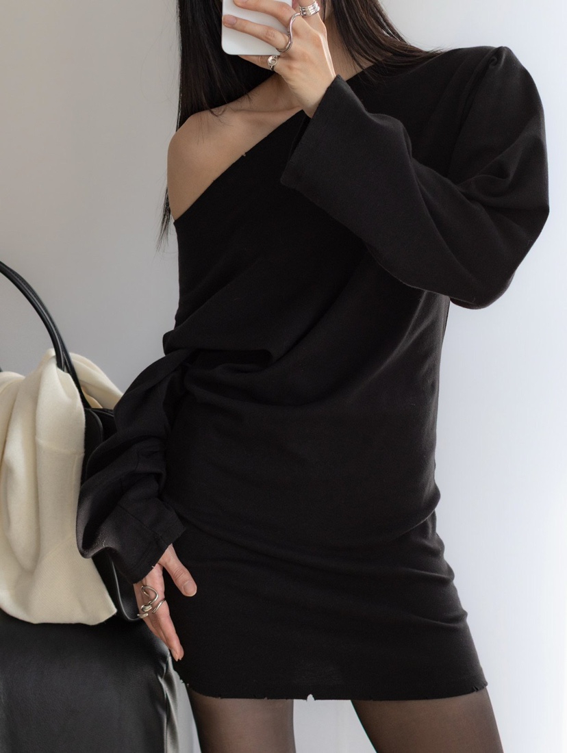 INSSENSE-A東大門㊣代購女士新品人氣推薦熱賣連衣裙復古露肩INSSENSE-A連衣裙