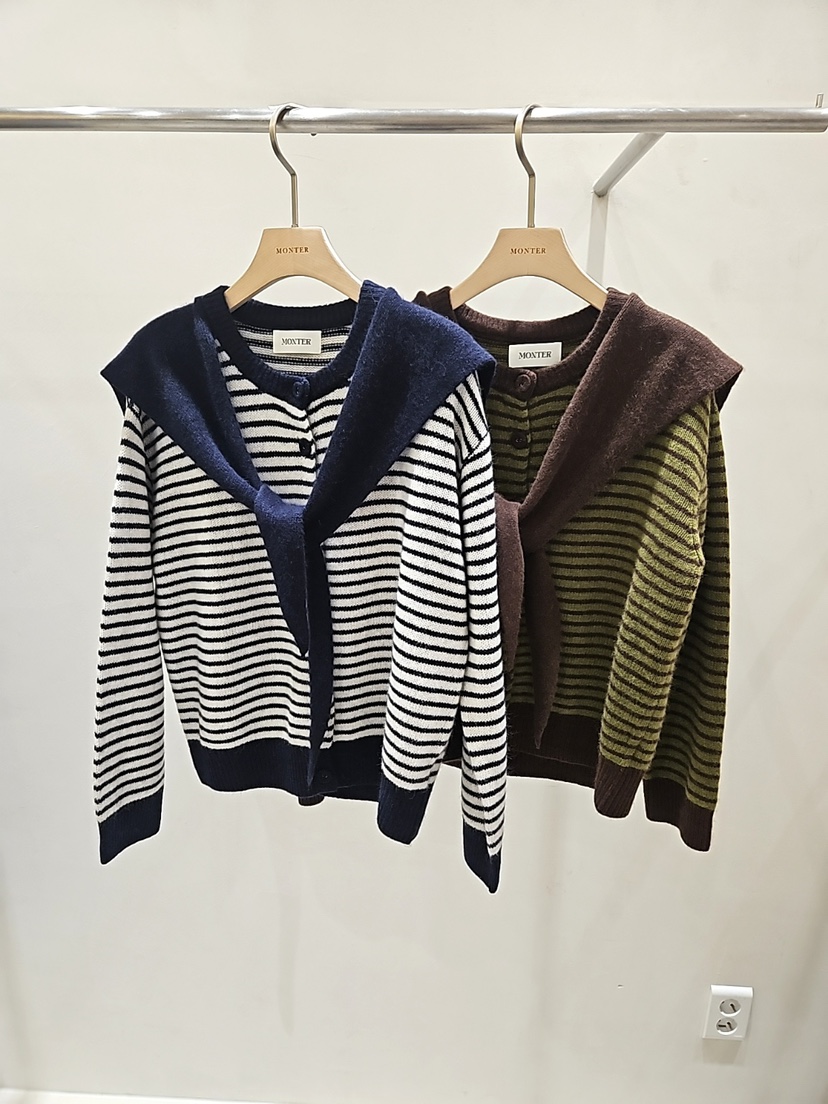 MONTER東大門㊣代購女裝新款推薦熱賣職業25秋冬針織衫圍巾開衫MONTER針織衫