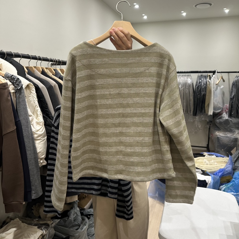 NOTTINGHAM韓國代購㊣女裝新品人氣推薦休閑真品長袖T恤船領NOTTINGHAM長袖T恤