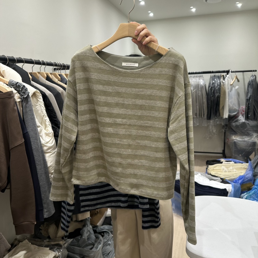 NOTTINGHAM韓國代購㊣女裝新品人氣推薦休閑真品長袖T恤船領NOTTINGHAM長袖T恤圖色1