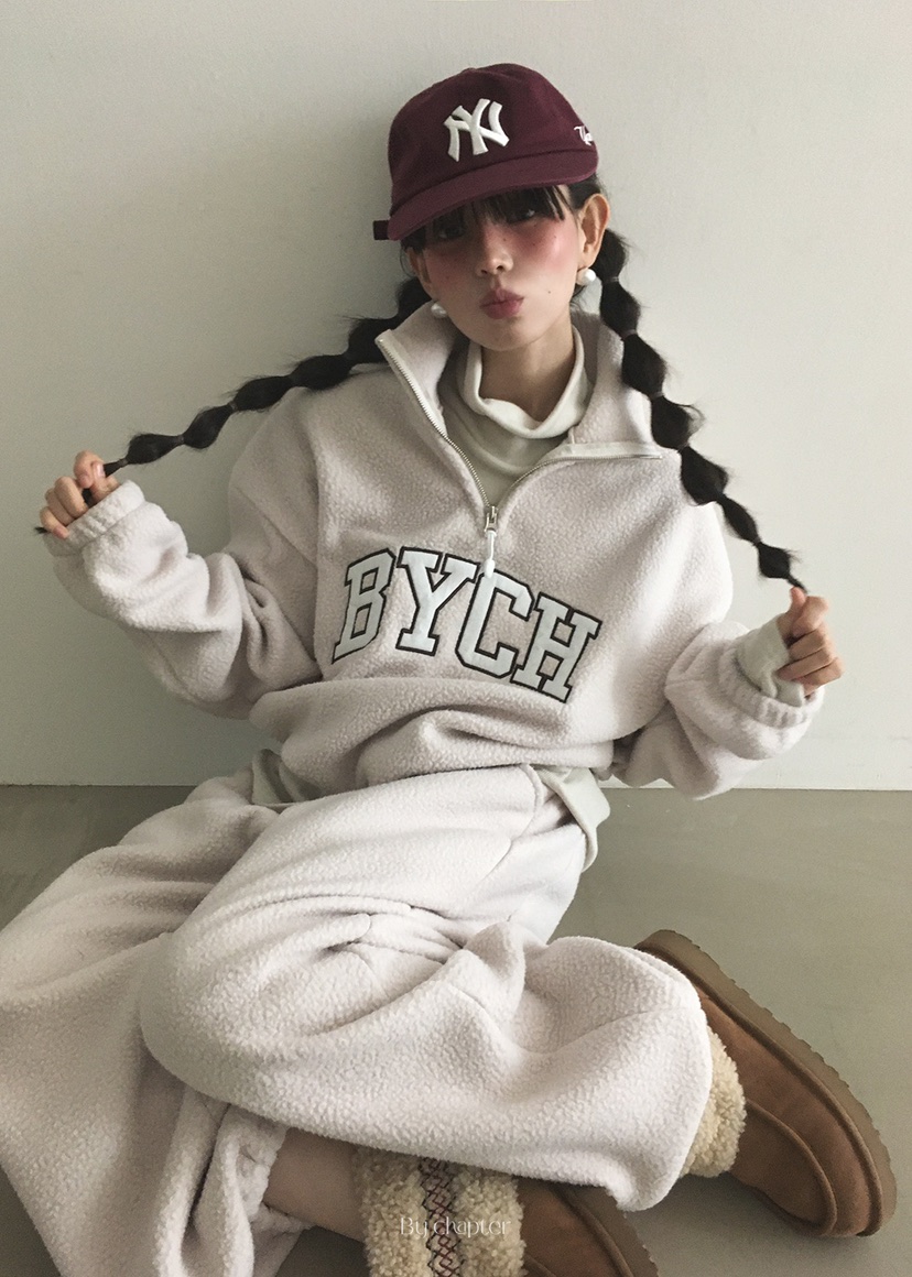 BY CHAPTER東大門㊣直郵女裝新品職業時尚休閑衛衣抓絨拉鏈BY Chapter衛衣