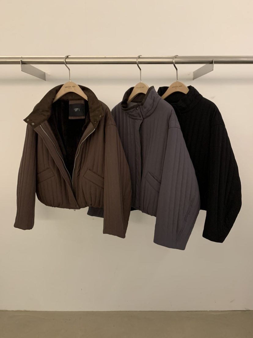 UNDER KEY韓國代購㊣女裝新款時尚職業人氣短款棉服毛絨夾棉UNDER KEY短款棉服