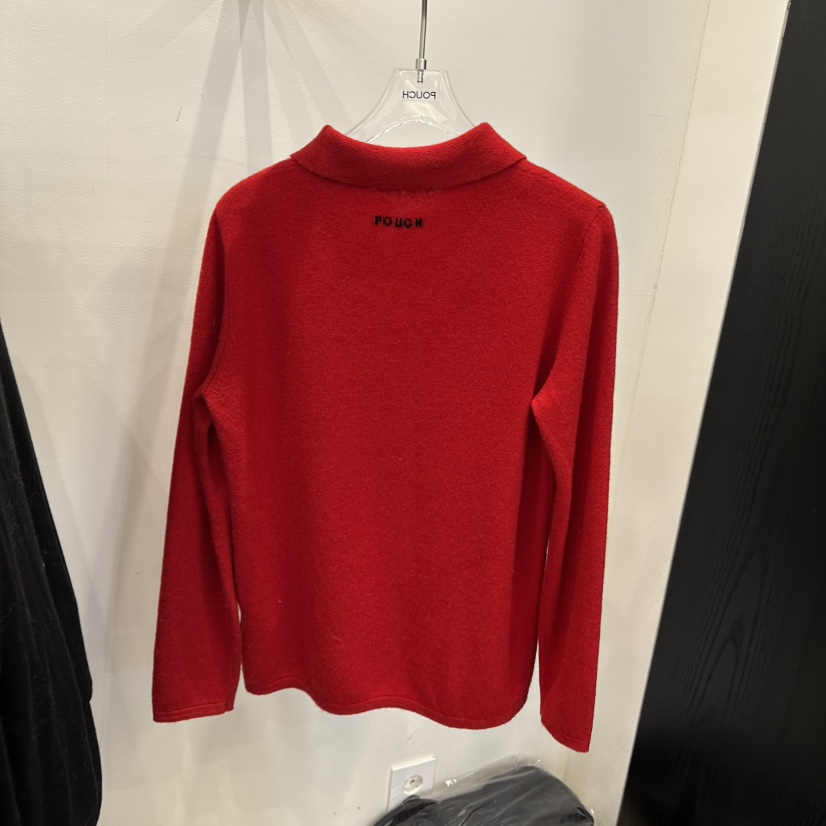 POUCH東大門㊣直郵女士新品職業人氣真品25秋冬針織衫羊毛拉鏈POUCH針織衫