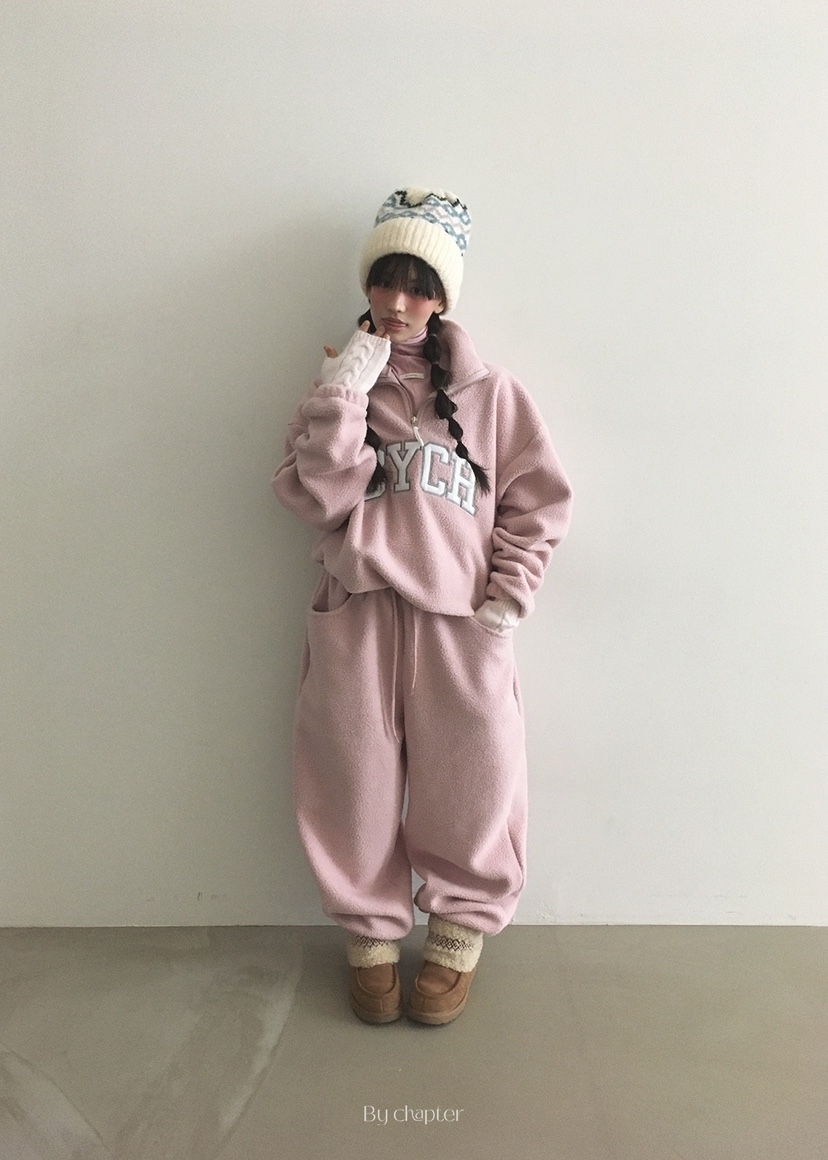 BY CHAPTER韓國代購㊣女裝新品休閑熱賣推薦真品休閑褲抓絨BY Chapter休閑褲