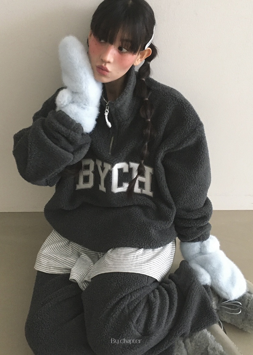 BY CHAPTER韓國代購㊣女裝新品休閑熱賣推薦真品休閑褲抓絨BY Chapter休閑褲