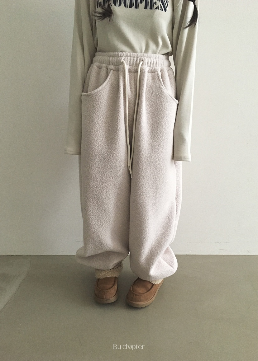 BY CHAPTER韓國代購㊣女裝新品休閑熱賣推薦真品休閑褲抓絨BY Chapter休閑褲圖色1