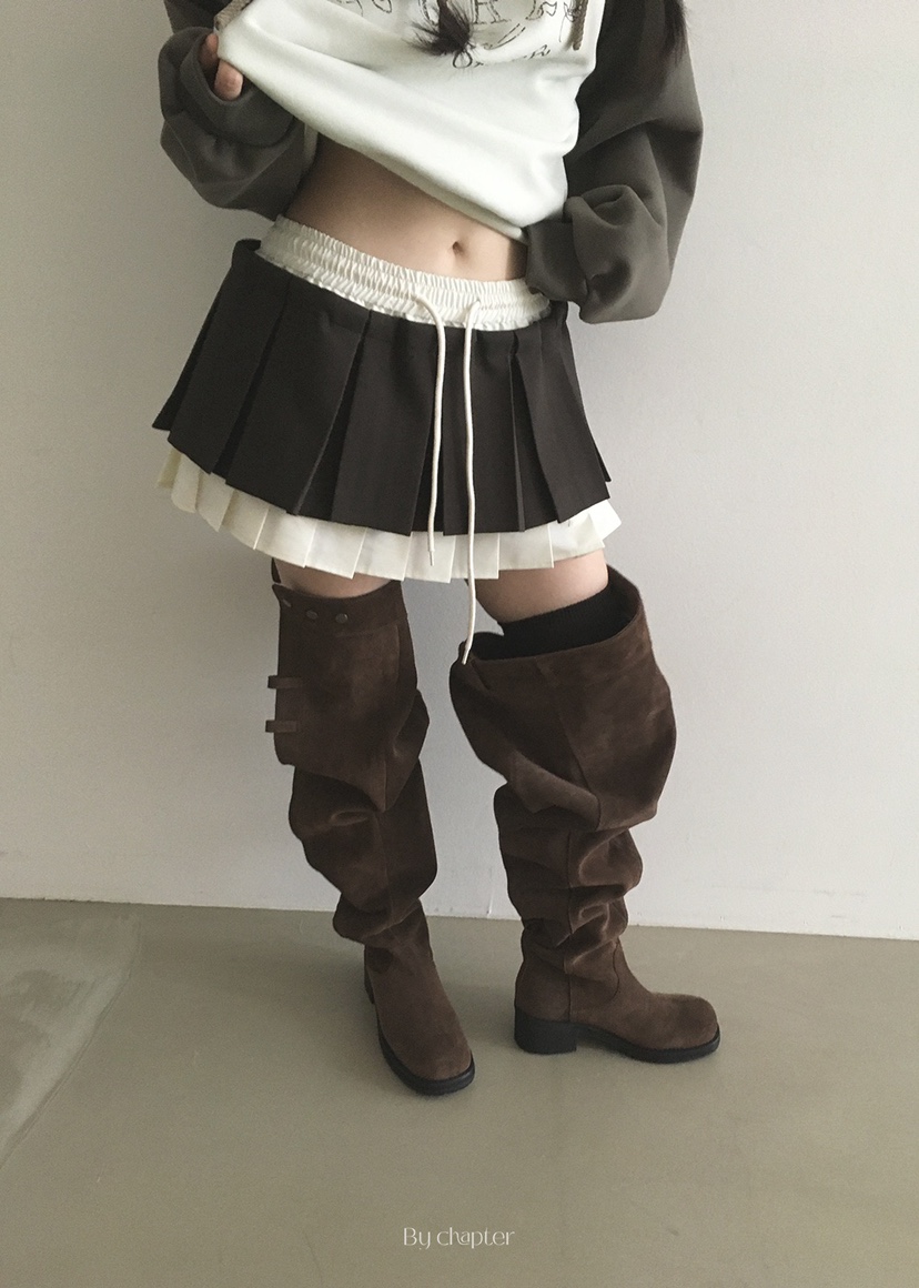 BY CHAPTER韓國代購㊣女裝新款熱賣休閑25秋冬人氣真品裙褲BY Chapter裙褲圖色2棕色