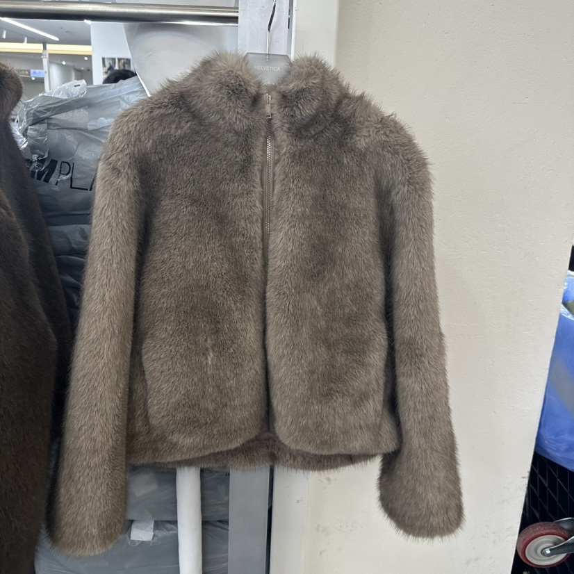 HELVETICA韓國代購㊣女士新款真品推薦短款大衣毛絨拉鏈高領HELVETICA短款大衣圖色2