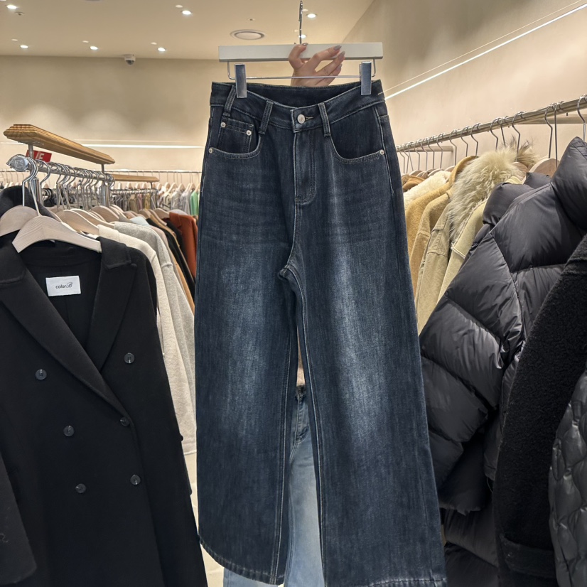 CREME BRULEE韓國代購㊣女裝新款人氣推薦熱賣牛仔褲不含腰帶CREME BRULEE/DH牛仔褲圖色2深藍色