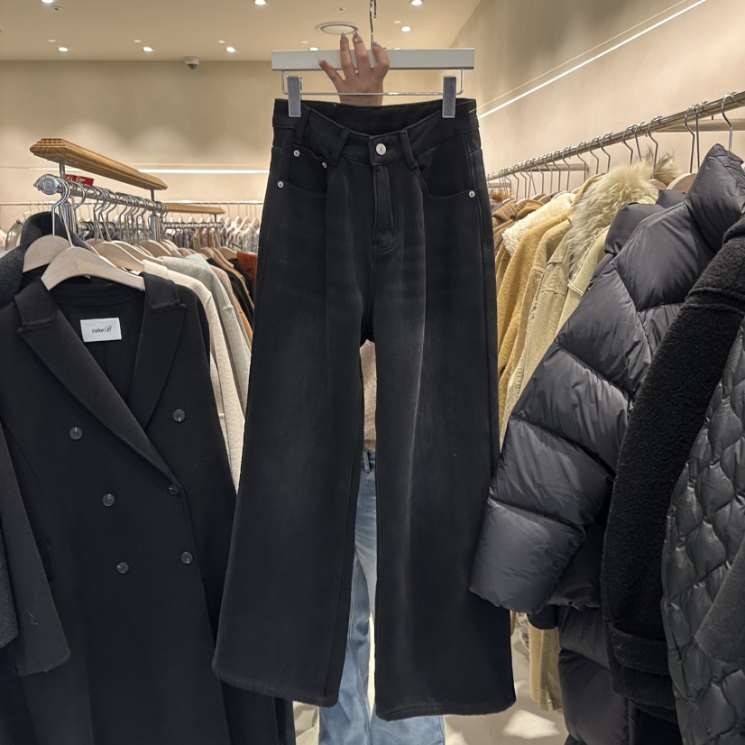 CREME BRULEE韓國代購㊣女裝新款人氣推薦熱賣牛仔褲不含腰帶CREME BRULEE/DH牛仔褲圖色3黑色