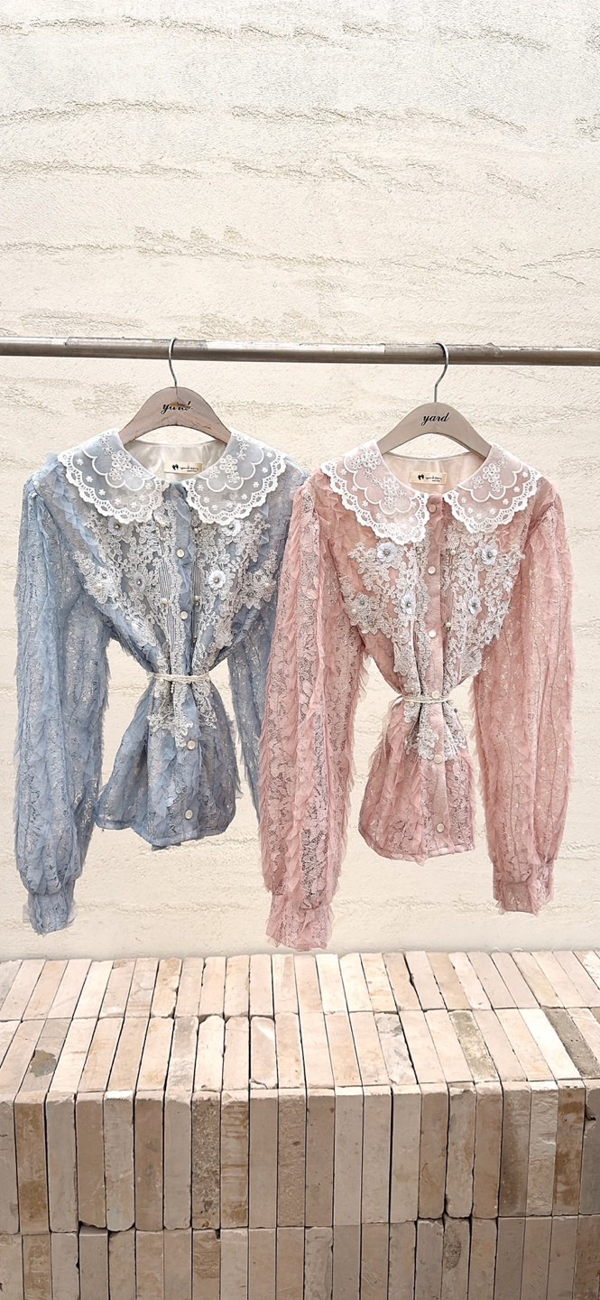 YARD東大門㊣代購女士新品25秋冬休閑時尚職業襯衫蕾絲衫雙層YARD襯衫/蕾絲衫