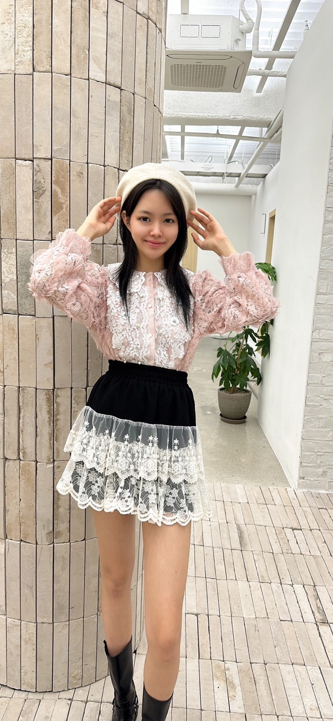 YARD東大門㊣代購女士新品25秋冬休閑時尚職業襯衫蕾絲衫雙層YARD襯衫/蕾絲衫