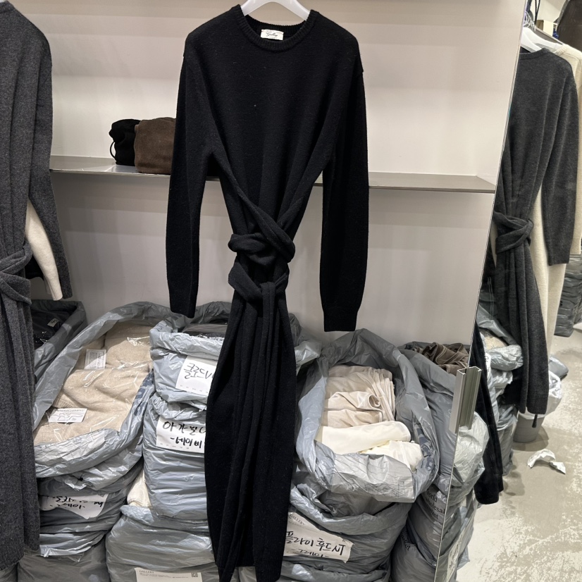 GALLERY-P東大門㊣實拍女裝新品人氣真品推薦職業連衣裙羊絨GALLERY-P連衣裙圖色2黑色