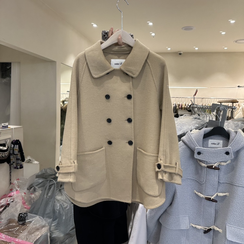 CREME BRULEE韓國代購㊣女士新品人氣25秋冬真品中長款大衣CREME BRULEE/DH中長款大衣圖色2