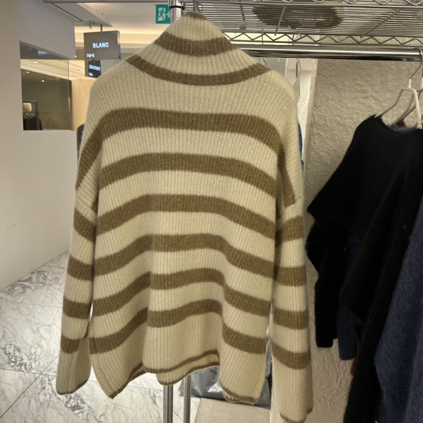 MARAN-P東大門㊣實拍女士新款職業真品針織衫馬海毛高領條紋MARAN針織衫