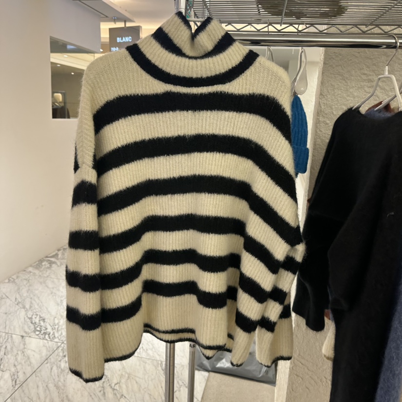 MARAN-P東大門㊣實拍女士新款職業真品針織衫馬海毛高領條紋MARAN針織衫圖色3