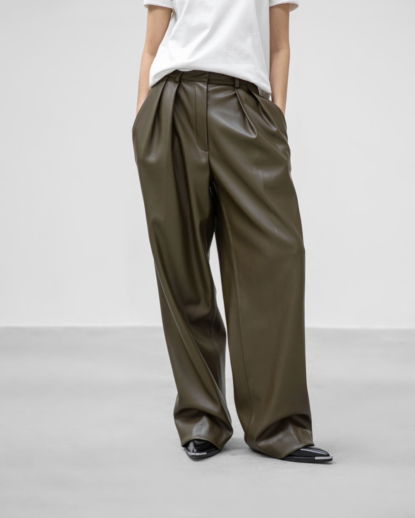 PAPERMOON東大門㊣直郵女士新品熱賣25秋冬休閑褲不含腰帶皮褲paper moon休閑褲圖色2