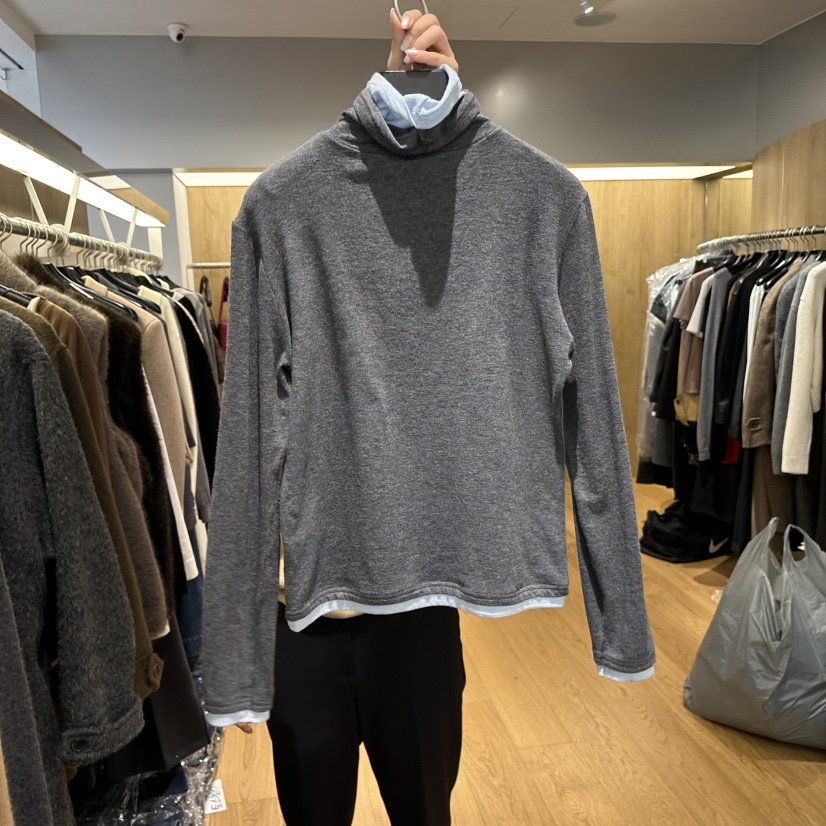 LEFANCY東大門㊣直郵女裝新品休閑職業真品25秋冬長袖T恤假兩件LEFANCY長袖T恤