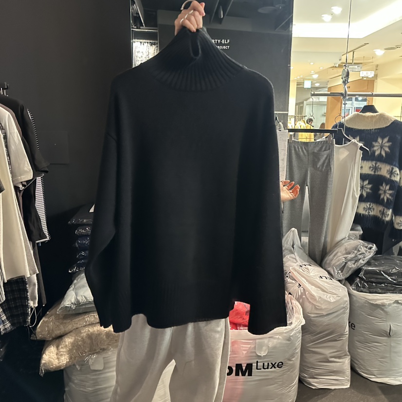 ELF-L東大門㊣實拍女裝新品推薦熱賣休閑25秋冬職業毛衣高領PROJECT ELF/ELF-L毛衣圖色4黑色