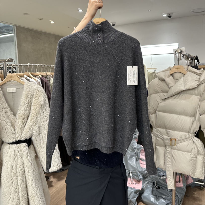 LEWIN韓國直郵㊣女士新品人氣時尚熱賣真品職業25秋冬針織衫紐扣LEWIN針織衫圖色2