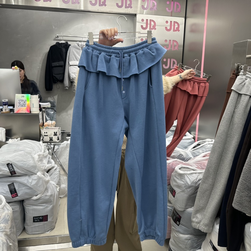 JUDYQUE韓國代購㊣女士新款推薦時尚25秋冬真品休閑褲加絨紐扣JUDYQUE休閑褲圖色1