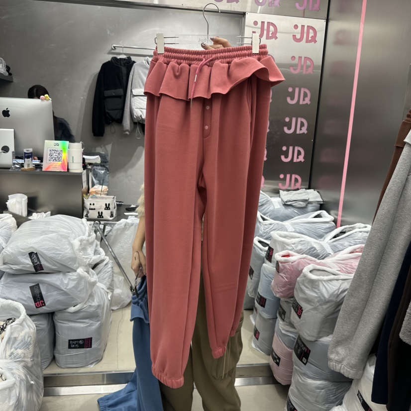 JUDYQUE韓國代購㊣女士新款推薦時尚25秋冬真品休閑褲加絨紐扣JUDYQUE休閑褲圖色2