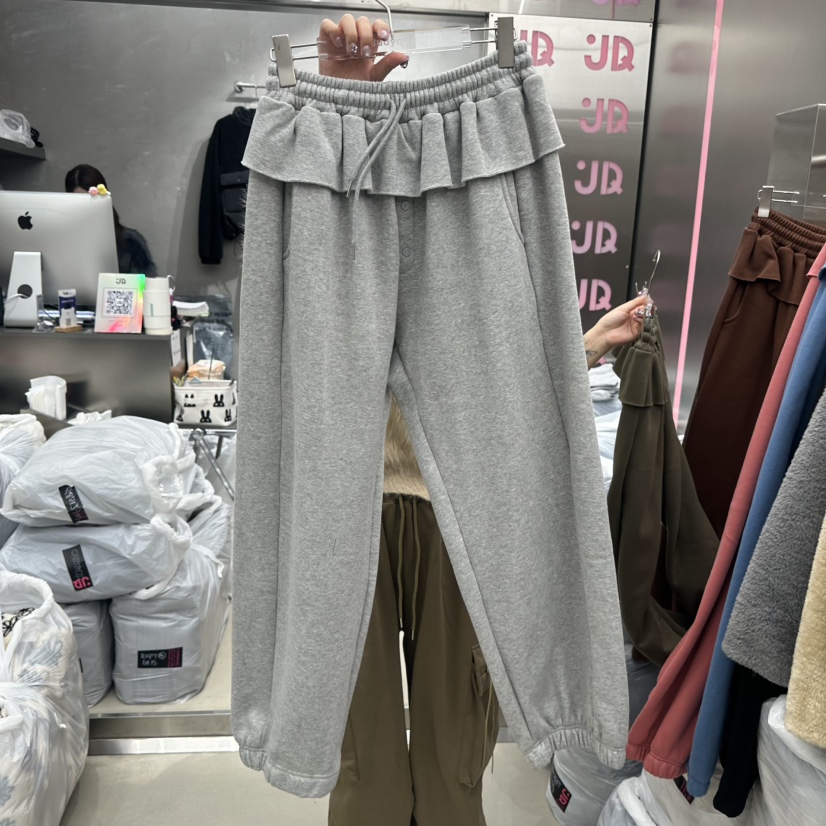 JUDYQUE韓國代購㊣女士新款推薦時尚25秋冬真品休閑褲加絨紐扣JUDYQUE休閑褲圖色3