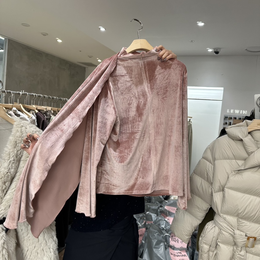 LEWIN韓國代購㊣女士新品職業真品休閑襯衫蕾絲衫天鵝絨披肩LEWIN襯衫/蕾絲衫