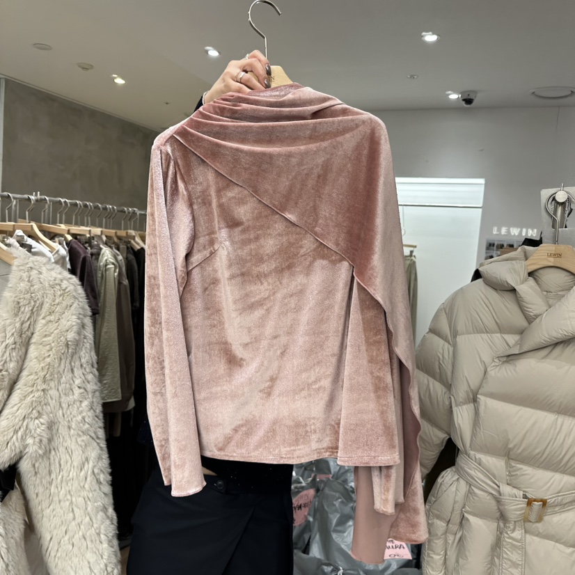 LEWIN韓國代購㊣女士新品職業真品休閑襯衫蕾絲衫天鵝絨披肩LEWIN襯衫/蕾絲衫圖色1