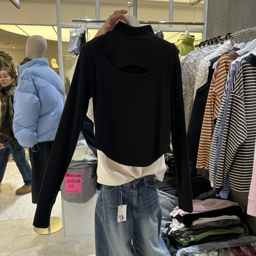 MIXXIN韓國直郵㊣女士新品人氣25秋冬推薦真品長袖T恤假兩件MIXXIN長袖T恤圖色2