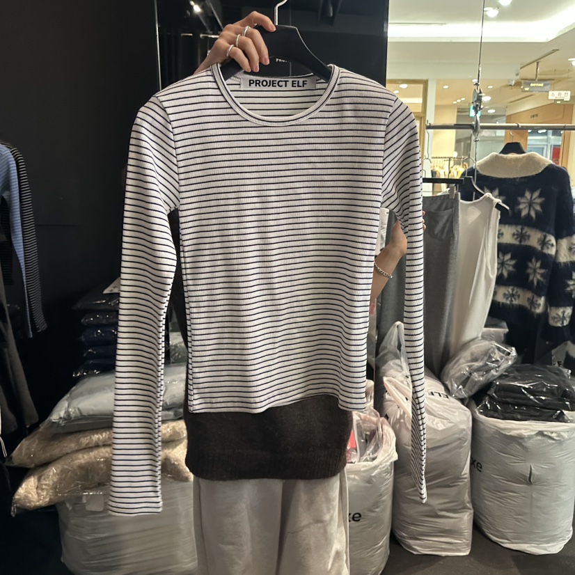 ELF-L韓國直郵㊣女士新品25秋冬真品職業推薦休閑時尚長袖T恤PROJECT ELF/ELF-L長袖T恤圖色1