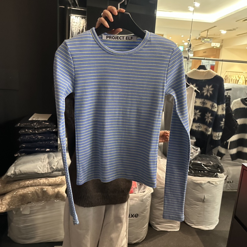 ELF-L韓國直郵㊣女士新品25秋冬真品職業推薦休閑時尚長袖T恤PROJECT ELF/ELF-L長袖T恤圖色2