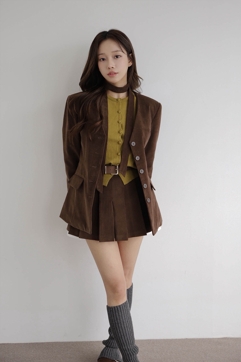 SLIT東大門㊣代購女裝新品人氣推薦熱賣休閑25秋冬裙褲燈心絨SLIT裙褲