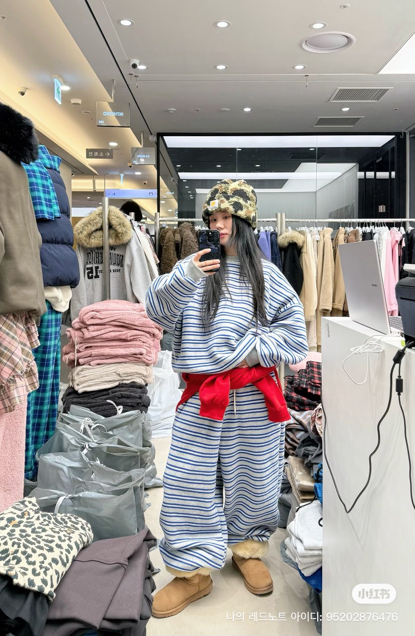 INTHEEND韓國代購㊣女士新品熱賣時尚推薦25秋冬休閑衛衣條紋INTHEEND衛衣