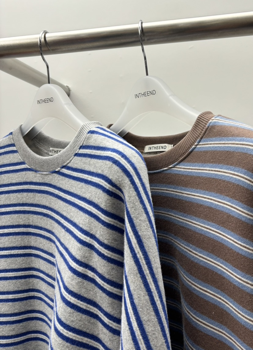 INTHEEND韓國代購㊣女士新品熱賣時尚推薦25秋冬休閑衛衣條紋INTHEEND衛衣