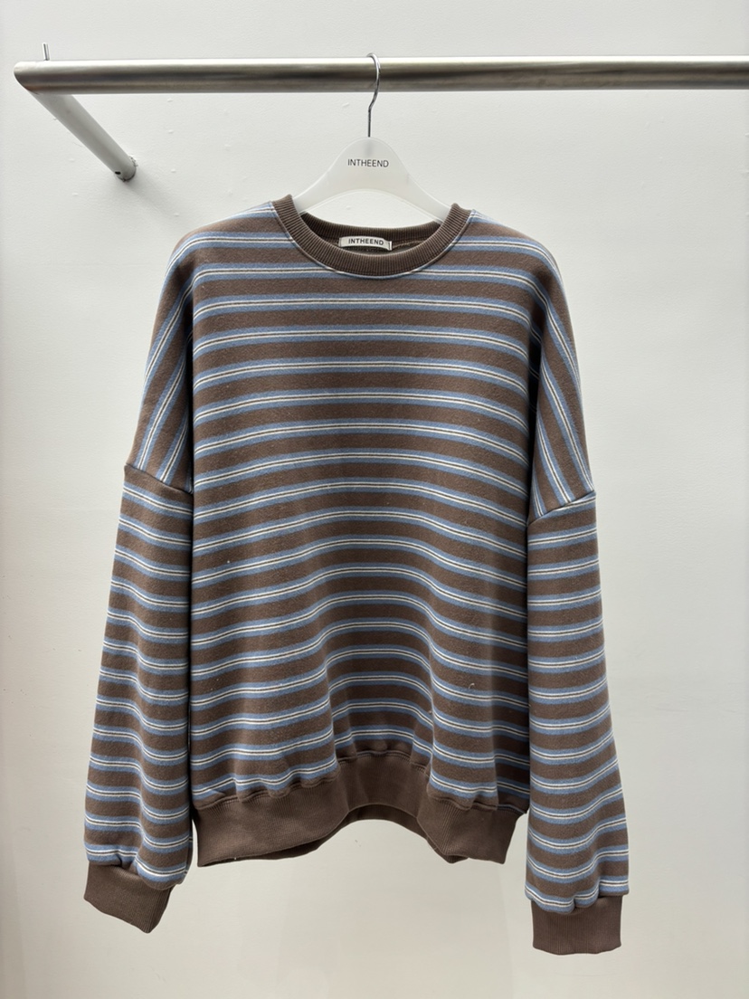 INTHEEND韓國代購㊣女士新品熱賣時尚推薦25秋冬休閑衛衣條紋INTHEEND衛衣圖色2