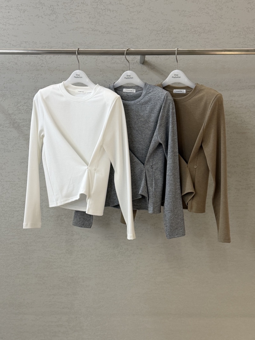 PLAYBUTTON-P韓國直郵㊣女裝新款真品時尚推薦職業長袖T恤PLAYBUTTON長袖T恤