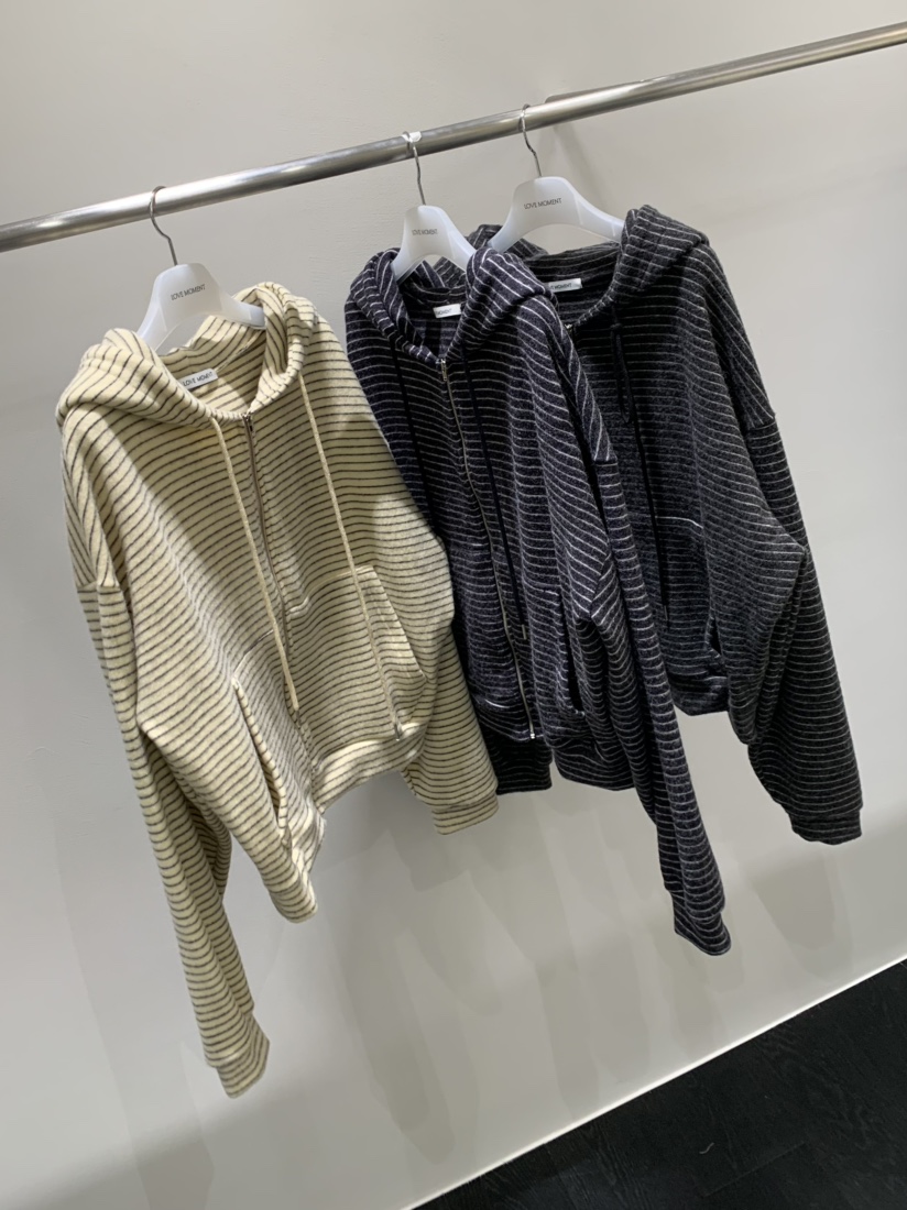 LOVE MOMENT東大門㊣實拍女裝新品時尚25秋冬針織衫連帽拉鏈衫LOVE MOMENT針織衫