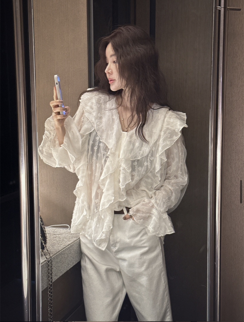 MELTED-P韓國直郵㊣女士新款真品人氣熱賣推薦職業襯衫蕾絲衫MELTED-P襯衫/蕾絲衫