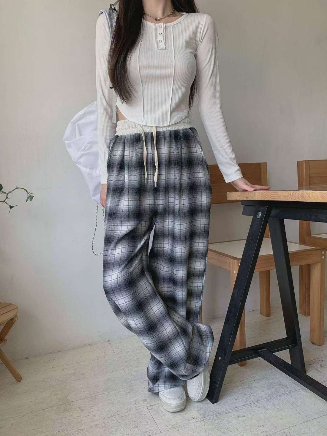 DKS08韓國直郵㊣女士新品25秋冬真品職業人氣熱賣休閑褲褶裥DKS08休閑褲