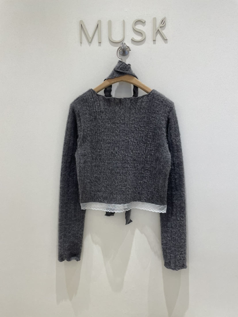 MUSK東大門㊣代購女士新款時尚真品25秋冬針織衫含脖帶開衫MUSK針織衫